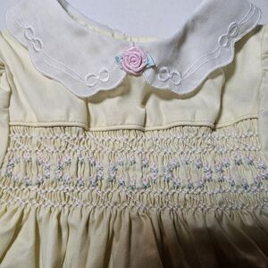 Vintage Polly Finders Smocked Dress Size 18 Mos Lace Trim Roses